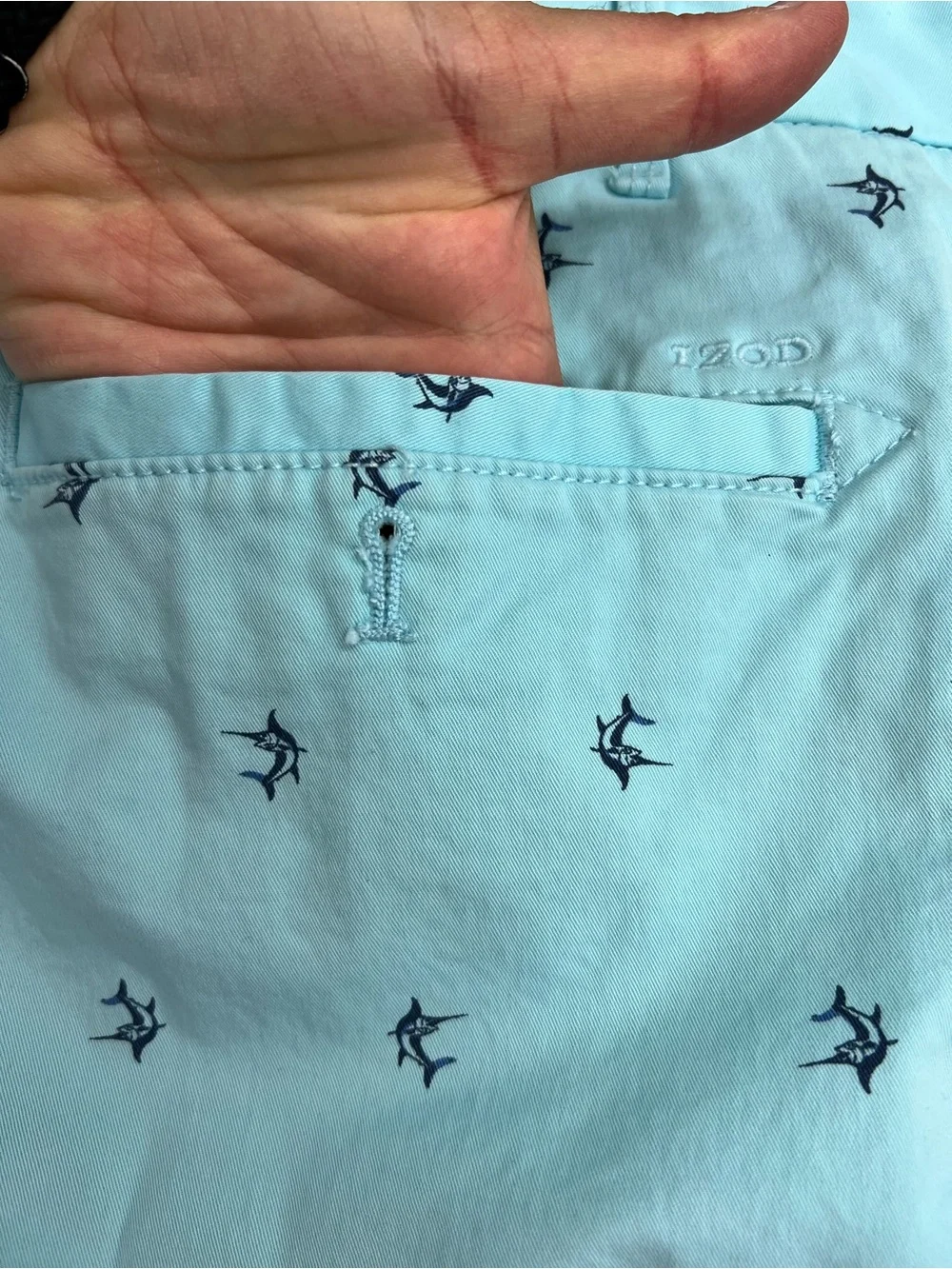 Izod Light Blue Printed Men’s Flat Front Shorts 42